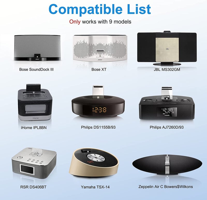 ZIOCOM 8 Pin Bluetooth Adapter Receiver for Bose Sounddock III/XT, JBL MS302GM, Philips DS1155B/93, Philips AJ7260D/93, Yamaha TSX-14, iHome IPL8BN, Zeppelin Air C Bowers Wilkons, RSR DS406BT - Image 2
